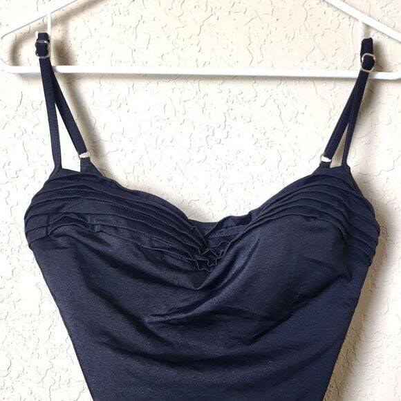 Miraclesuit Pleated Square Neck Swimsuit Black Size 16 - Picture 3 of 6
